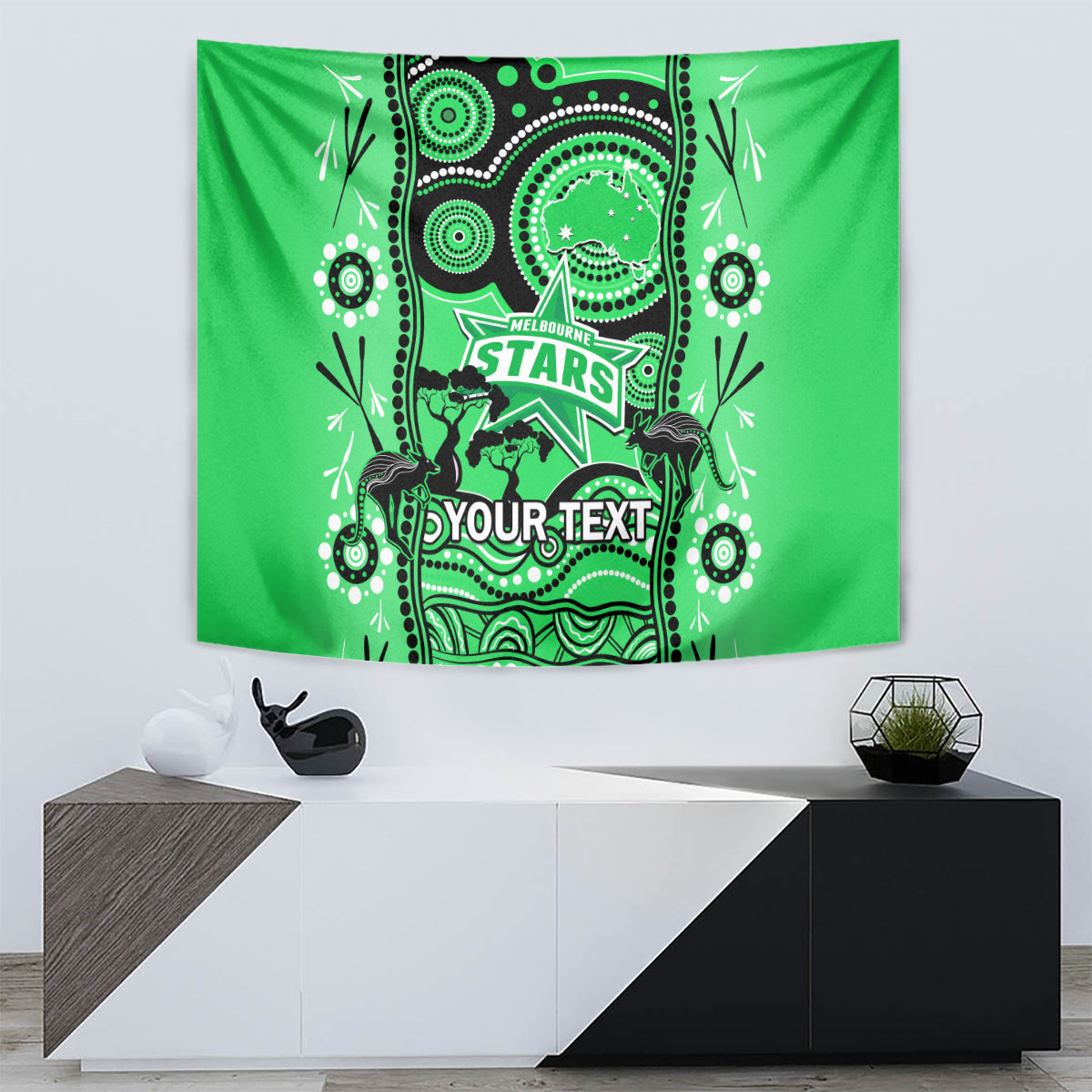 Custom Melbourne Stars Cricket Tapestry Happy Australia Day Aboriginal Art - Vibe Hoodie Shop