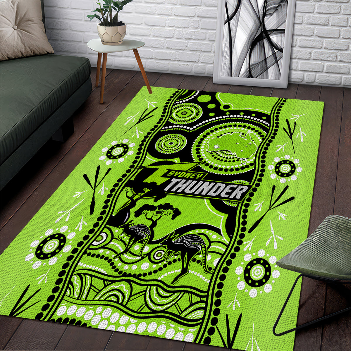 Sydney Thunder Cricket Area Rug Happy Australia Day Aboriginal Art - Vibe Hoodie Shop