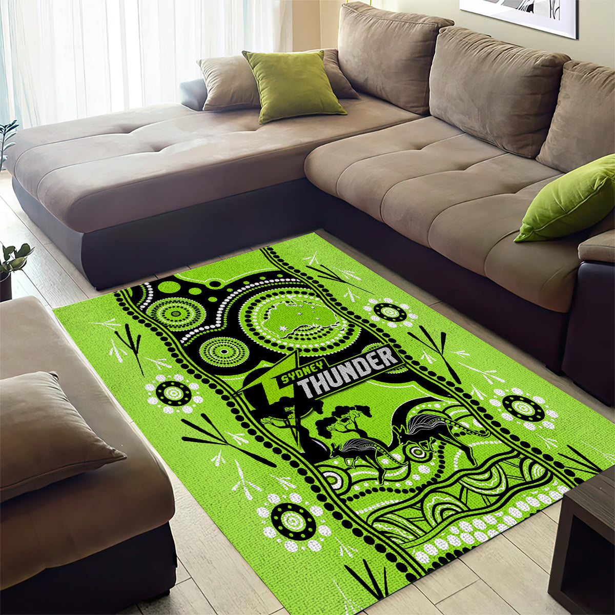 Sydney Thunder Cricket Area Rug Happy Australia Day Aboriginal Art - Vibe Hoodie Shop