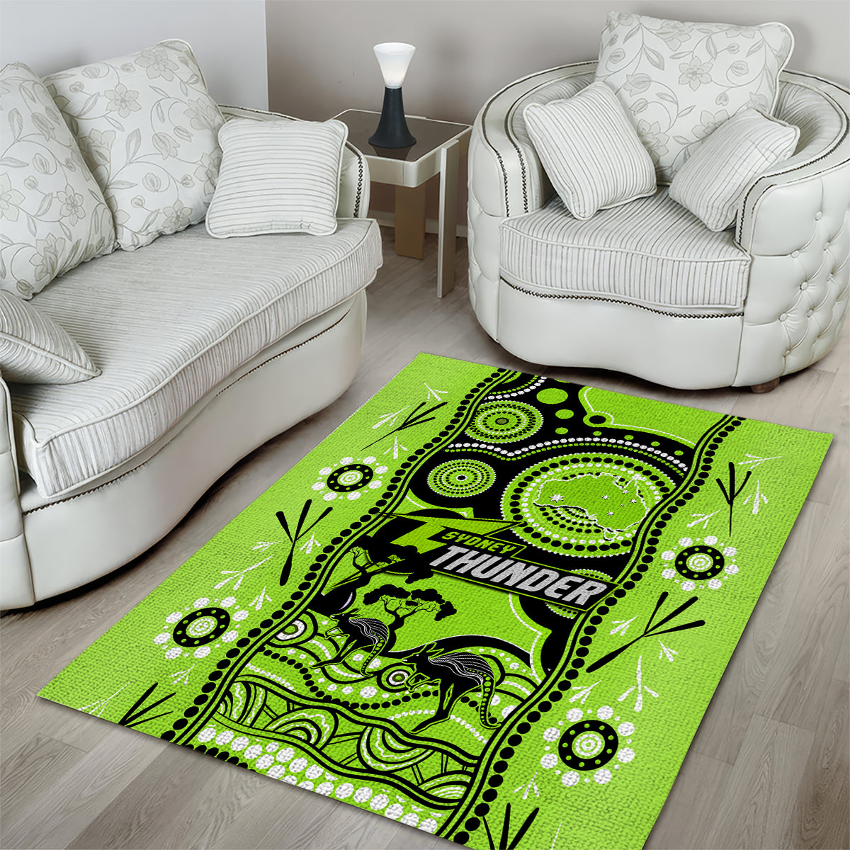 Sydney Thunder Cricket Area Rug Happy Australia Day Aboriginal Art - Vibe Hoodie Shop