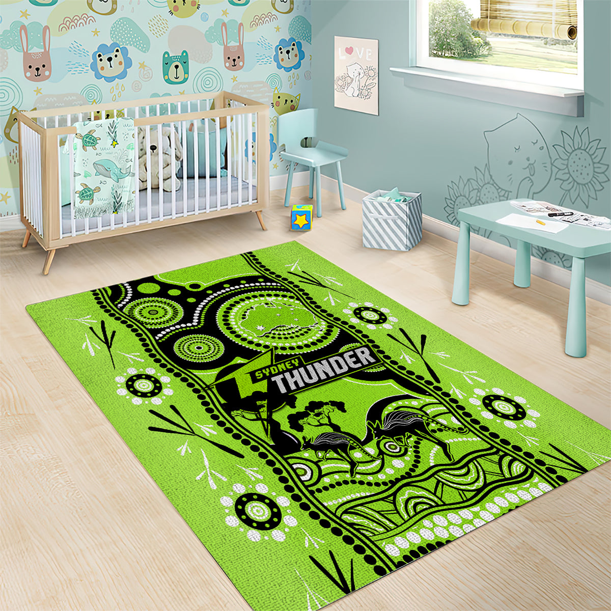 Sydney Thunder Cricket Area Rug Happy Australia Day Aboriginal Art - Vibe Hoodie Shop