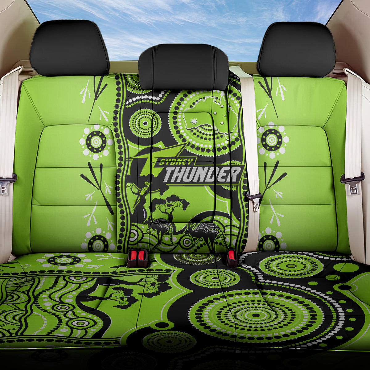 Sydney Thunder Cricket Back Car Seat Cover Happy Australia Day Aboriginal Art LT14