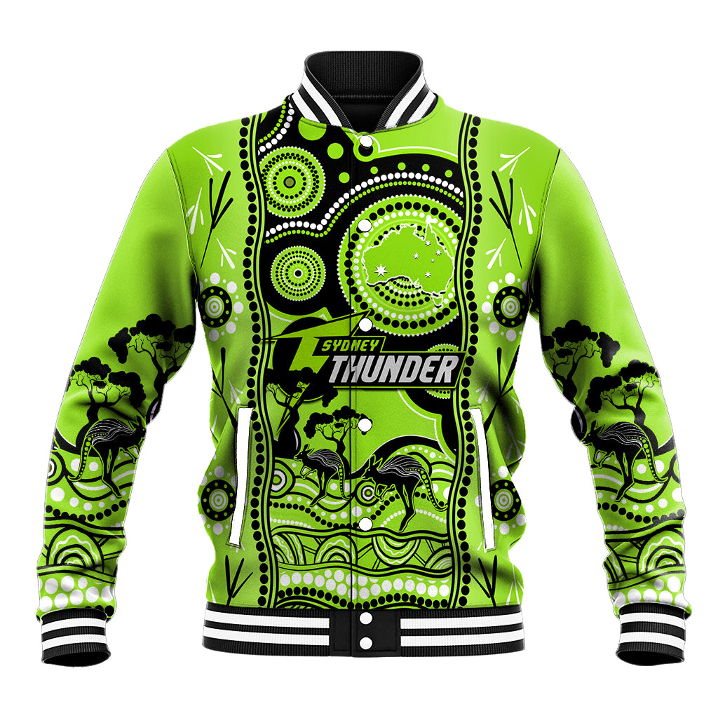 Sydney Thunder Cricket Baseball Jacket Happy Australia Day Aboriginal Art - Vibe Hoodie Shop