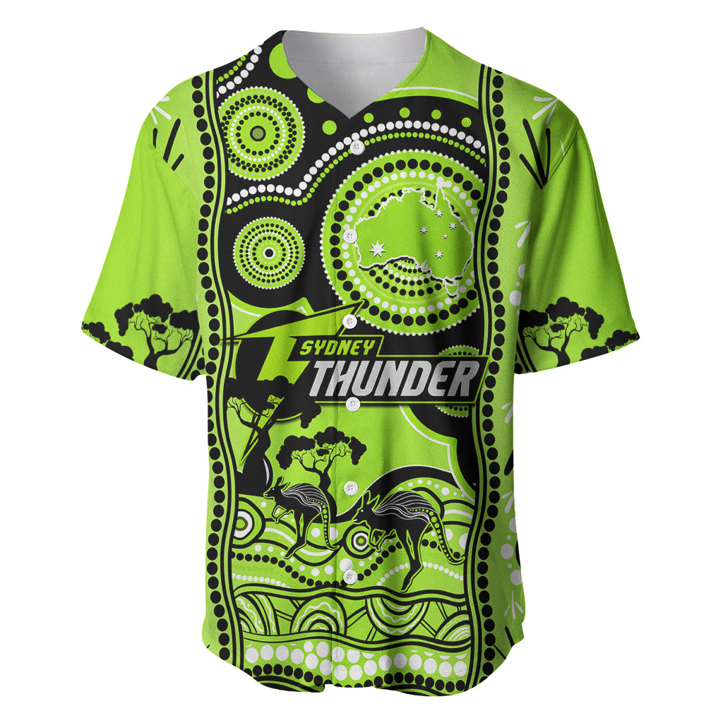 Sydney Thunder Cricket Baseball Jersey Happy Australia Day Aboriginal Art - Vibe Hoodie Shop