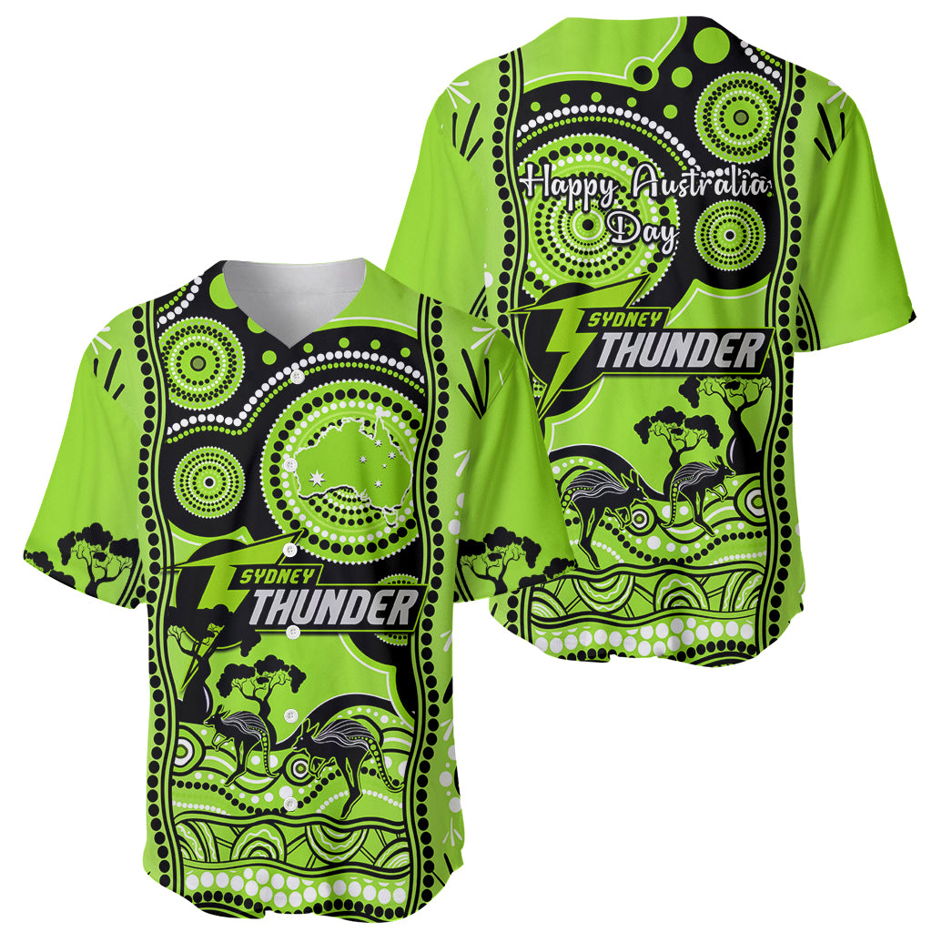 Sydney Thunder Cricket Baseball Jersey Happy Australia Day Aboriginal Art - Vibe Hoodie Shop