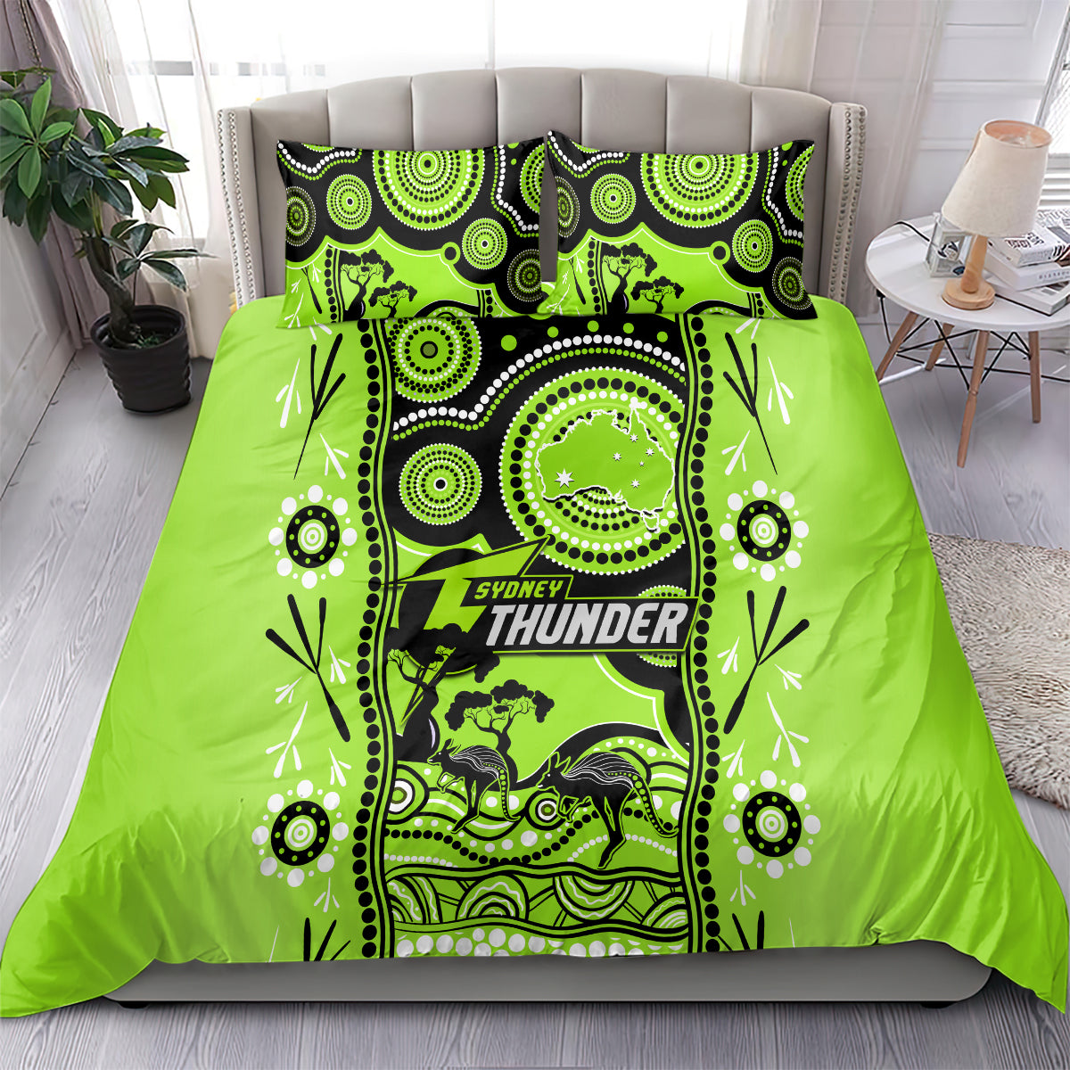 Sydney Thunder Cricket Bedding Set Happy Australia Day Aboriginal Art - Vibe Hoodie Shop