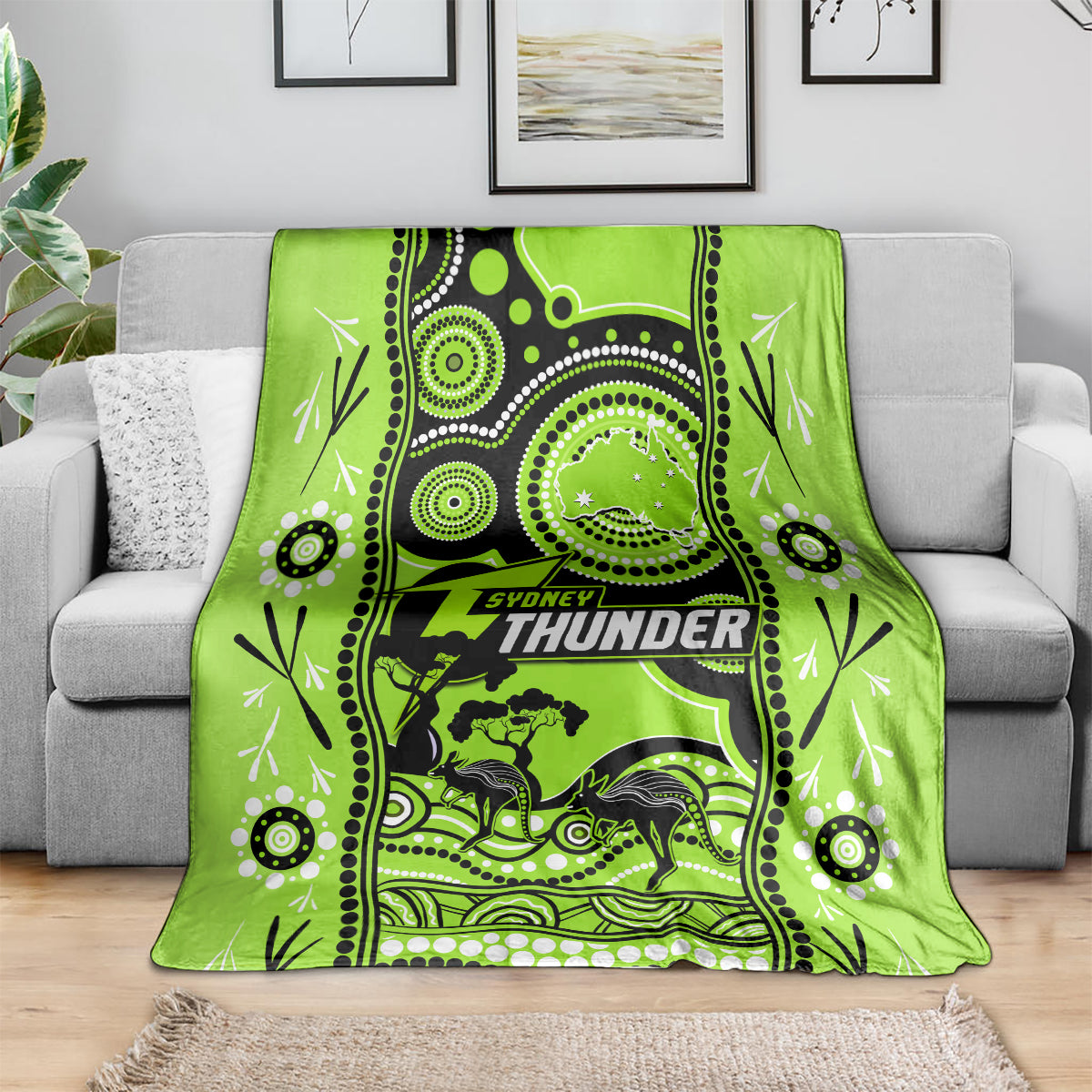 Sydney Thunder Cricket Blanket Happy Australia Day Aboriginal Art - Vibe Hoodie Shop