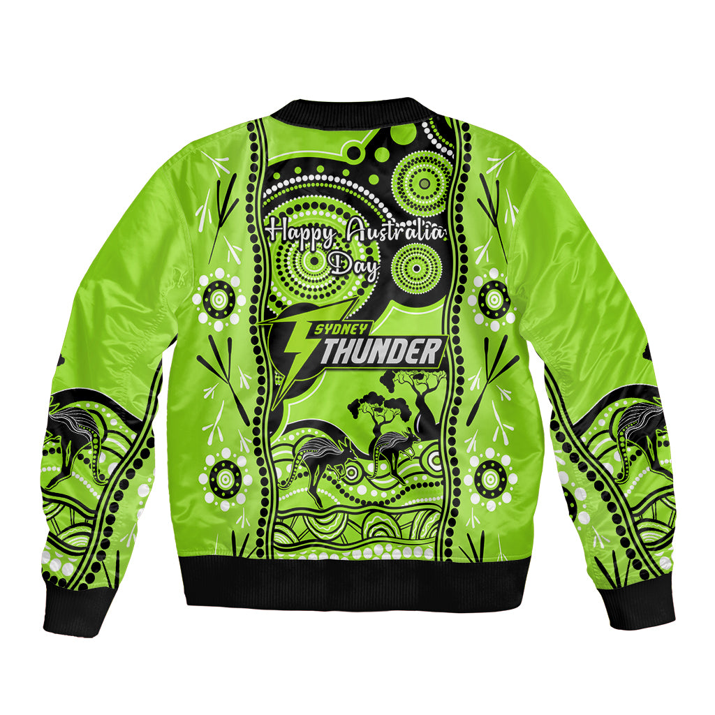 Sydney Thunder Cricket Bomber Jacket Happy Australia Day Aboriginal Art - Vibe Hoodie Shop