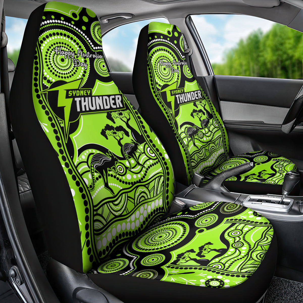 Sydney Thunder Cricket Car Seat Cover Happy Australia Day Aboriginal Art - Vibe Hoodie Shop