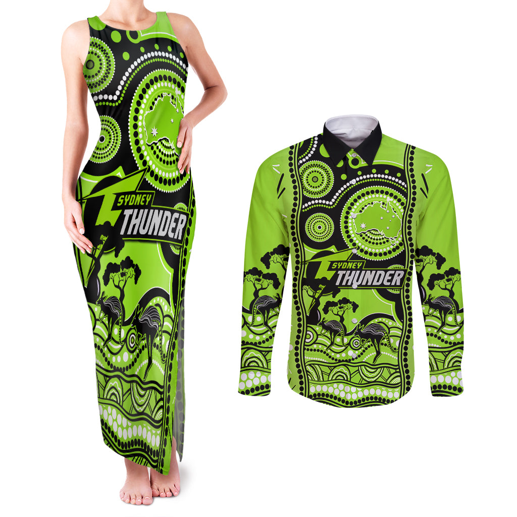 sydney-thunder-cricket-couples-matching-tank-maxi-dress-and-long-sleeve-button-shirt-happy-australia-day-aboriginal-art