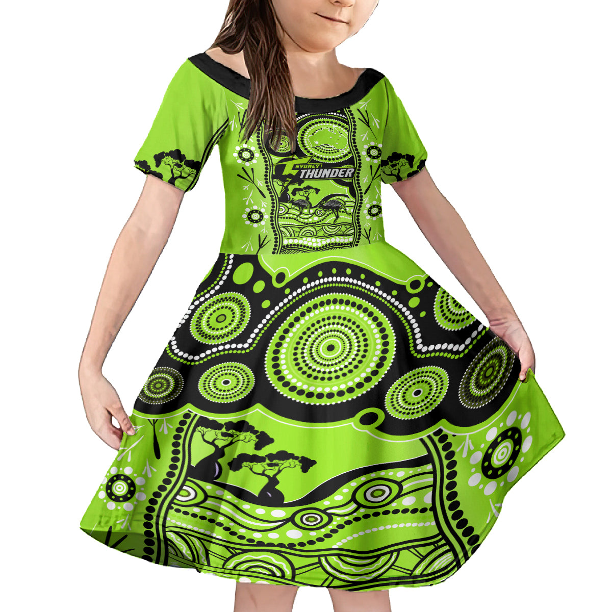 sydney-thunder-cricket-family-matching-long-sleeve-bodycon-dress-and-hawaiian-shirt-happy-australia-day-aboriginal-art