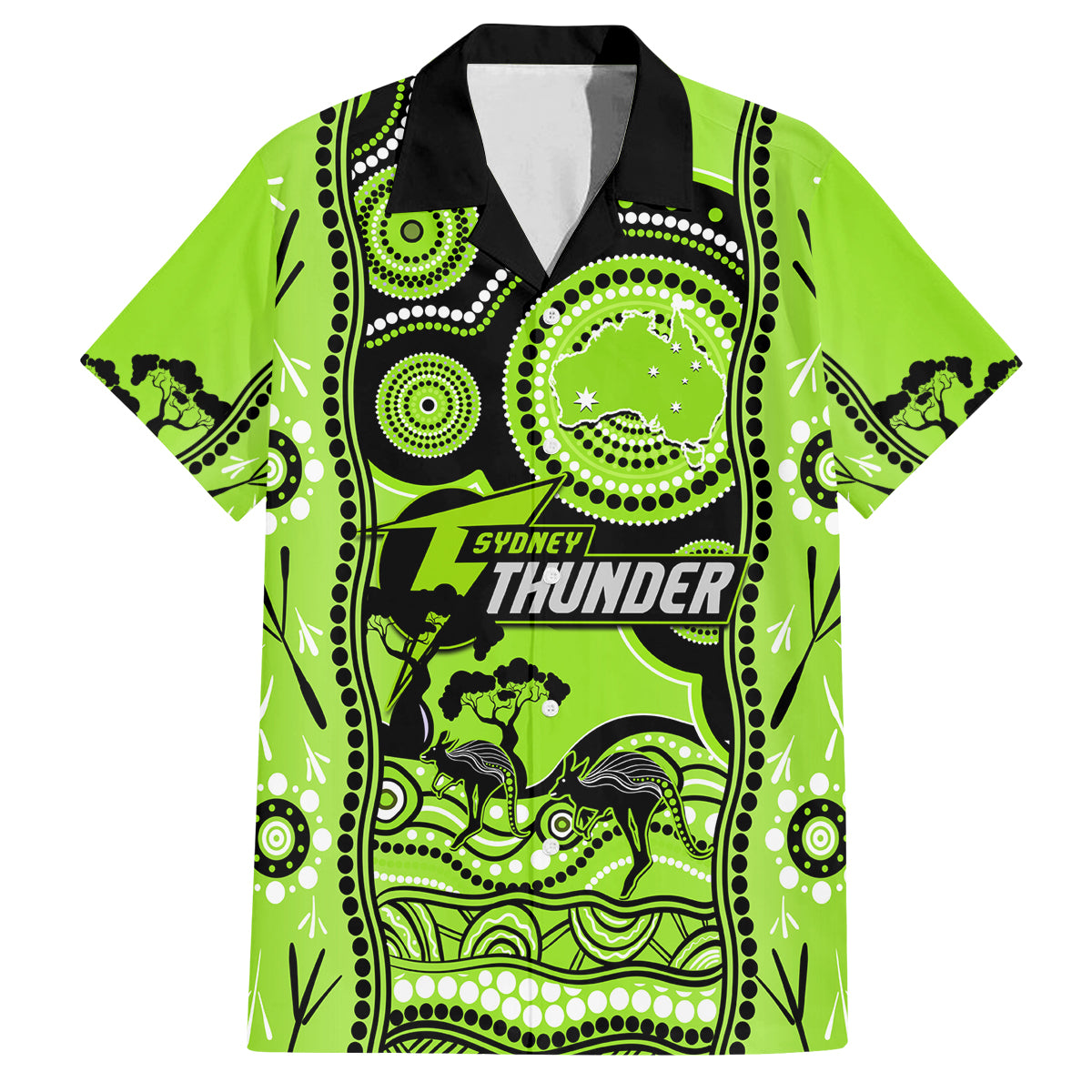 sydney-thunder-cricket-family-matching-long-sleeve-bodycon-dress-and-hawaiian-shirt-happy-australia-day-aboriginal-art