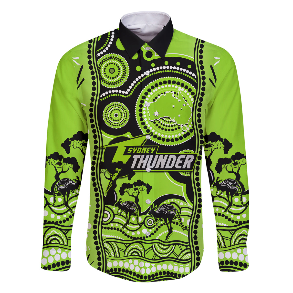 sydney-thunder-cricket-family-matching-long-sleeve-bodycon-dress-and-hawaiian-shirt-happy-australia-day-aboriginal-art