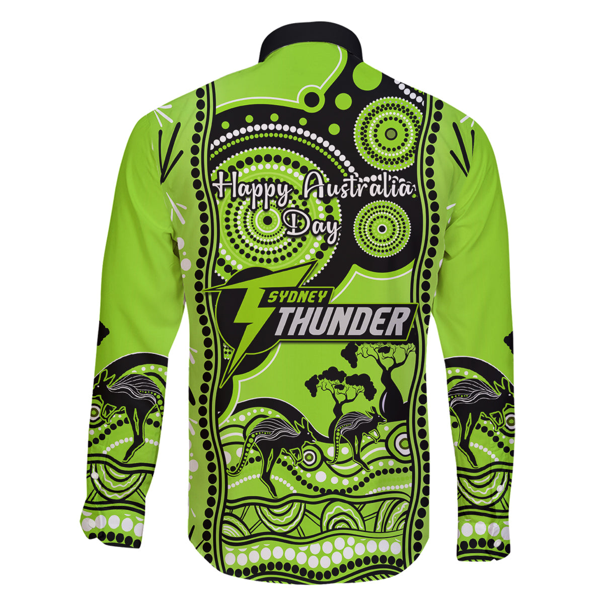 sydney-thunder-cricket-family-matching-long-sleeve-bodycon-dress-and-hawaiian-shirt-happy-australia-day-aboriginal-art