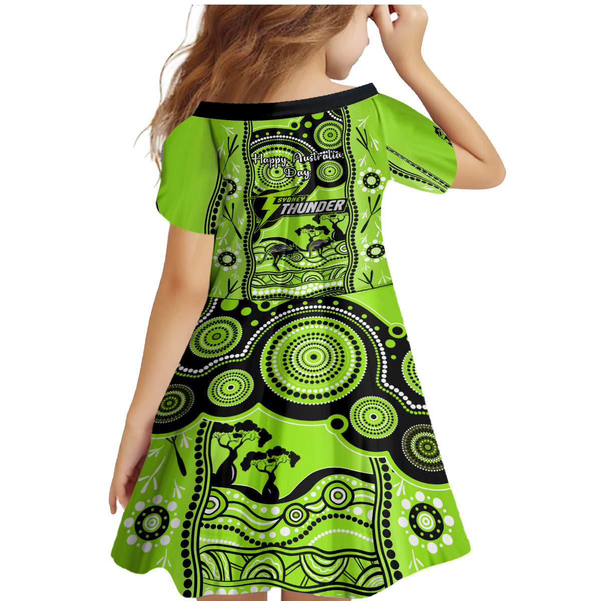 sydney-thunder-cricket-family-matching-mermaid-dress-and-hawaiian-shirt-happy-australia-day-aboriginal-art