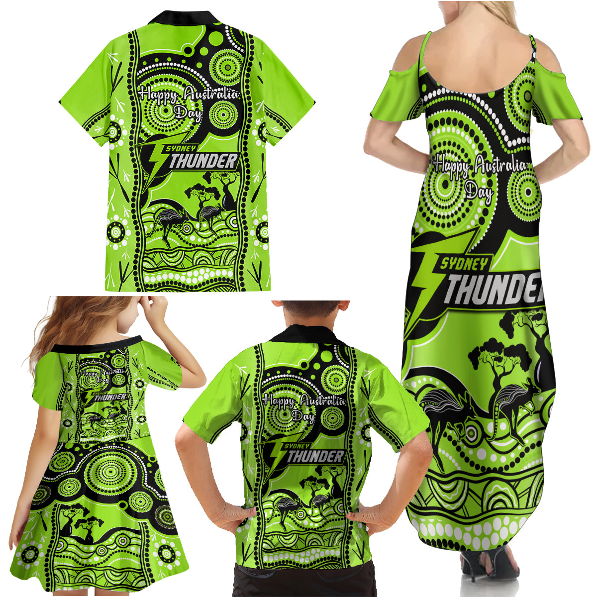 sydney-thunder-cricket-family-matching-summer-maxi-dress-and-hawaiian-shirt-happy-australia-day-aboriginal-art