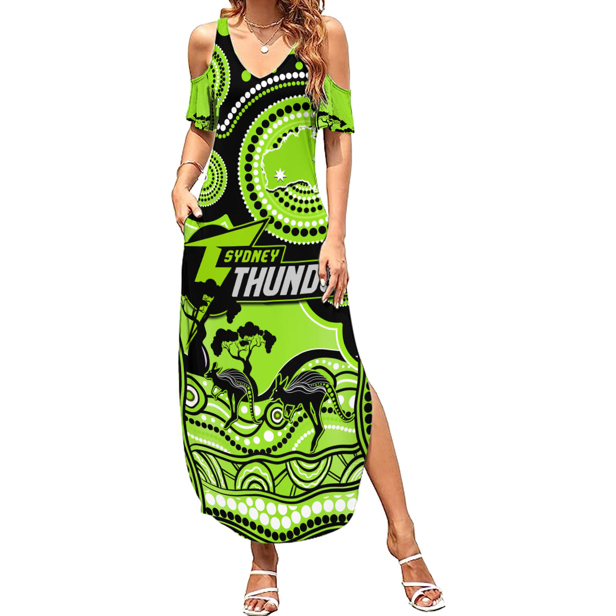 sydney-thunder-cricket-family-matching-summer-maxi-dress-and-hawaiian-shirt-happy-australia-day-aboriginal-art