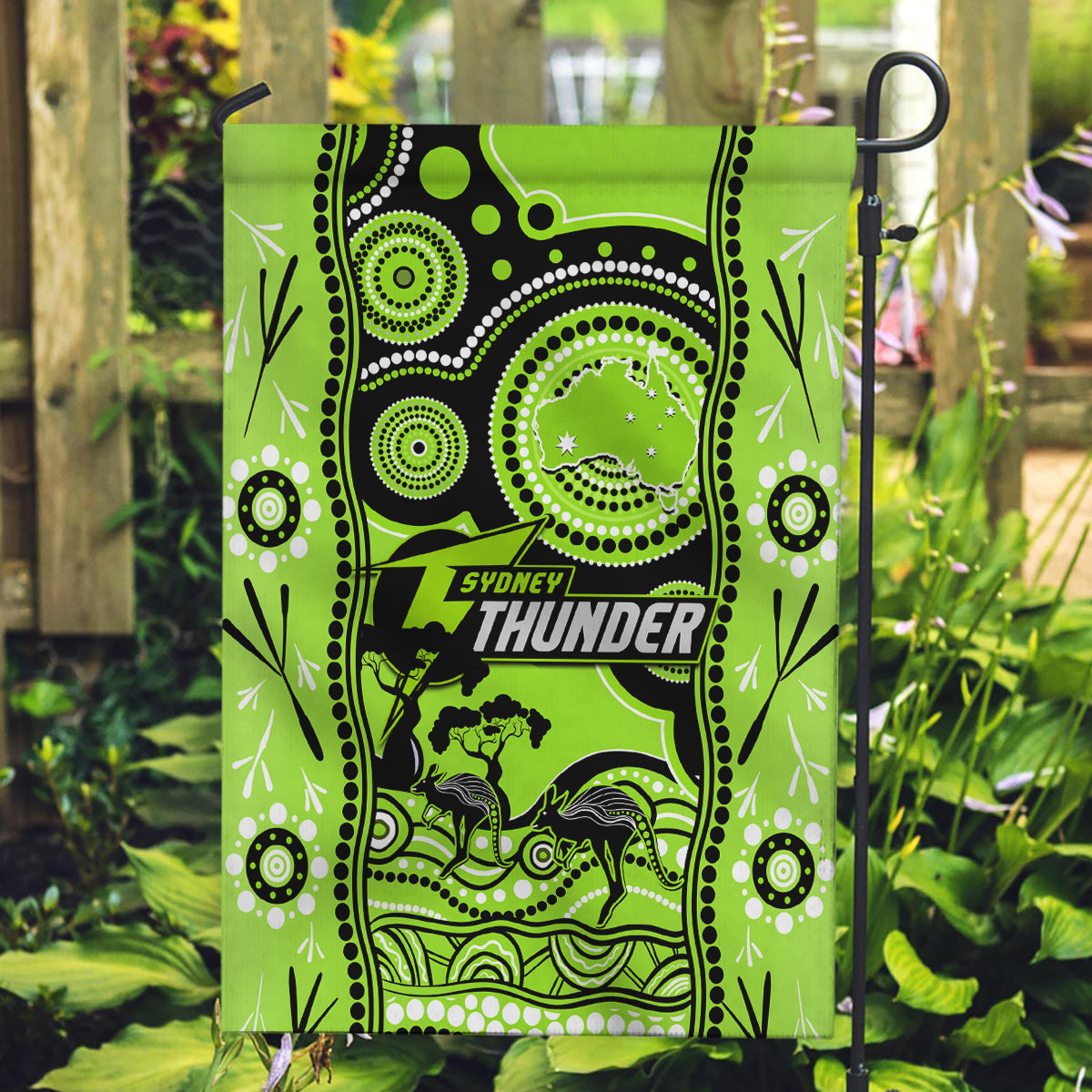 Sydney Thunder Cricket Garden Flag Happy Australia Day Aboriginal Art - Vibe Hoodie Shop