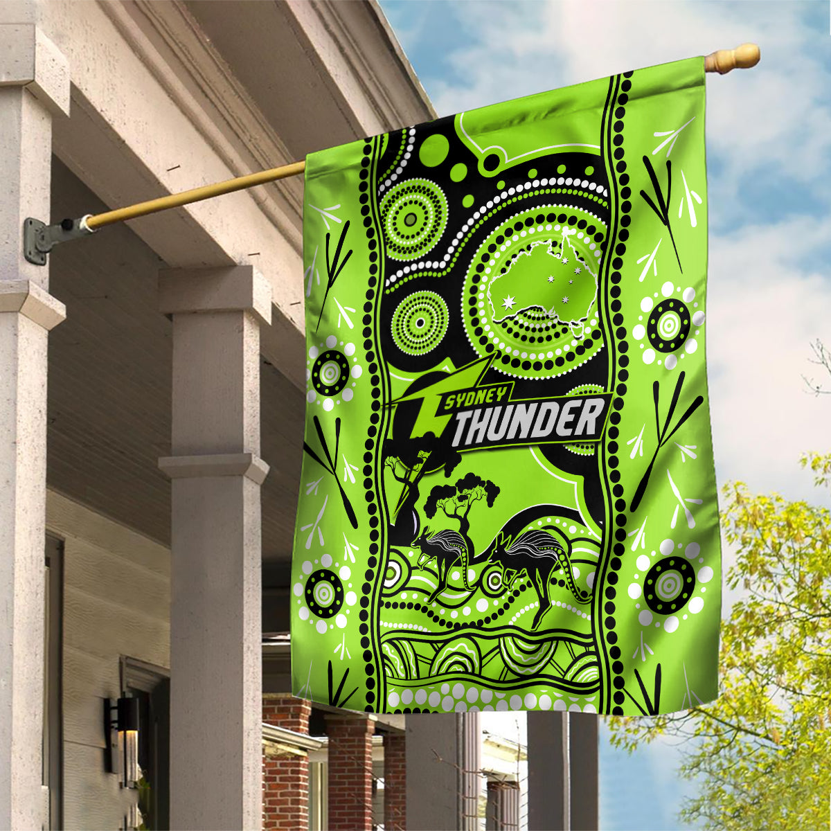 Sydney Thunder Cricket Garden Flag Happy Australia Day Aboriginal Art - Vibe Hoodie Shop