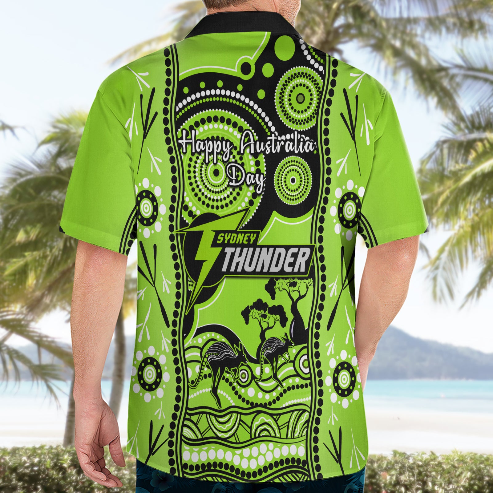 Sydney Thunder Cricket Hawaiian Shirt Happy Australia Day Aboriginal Art - Vibe Hoodie Shop