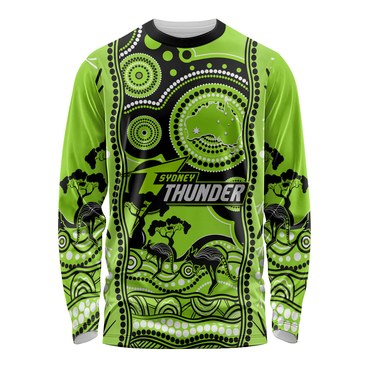 Sydney Thunder Cricket Long Sleeve Shirt Happy Australia Day Aboriginal Art - Vibe Hoodie Shop