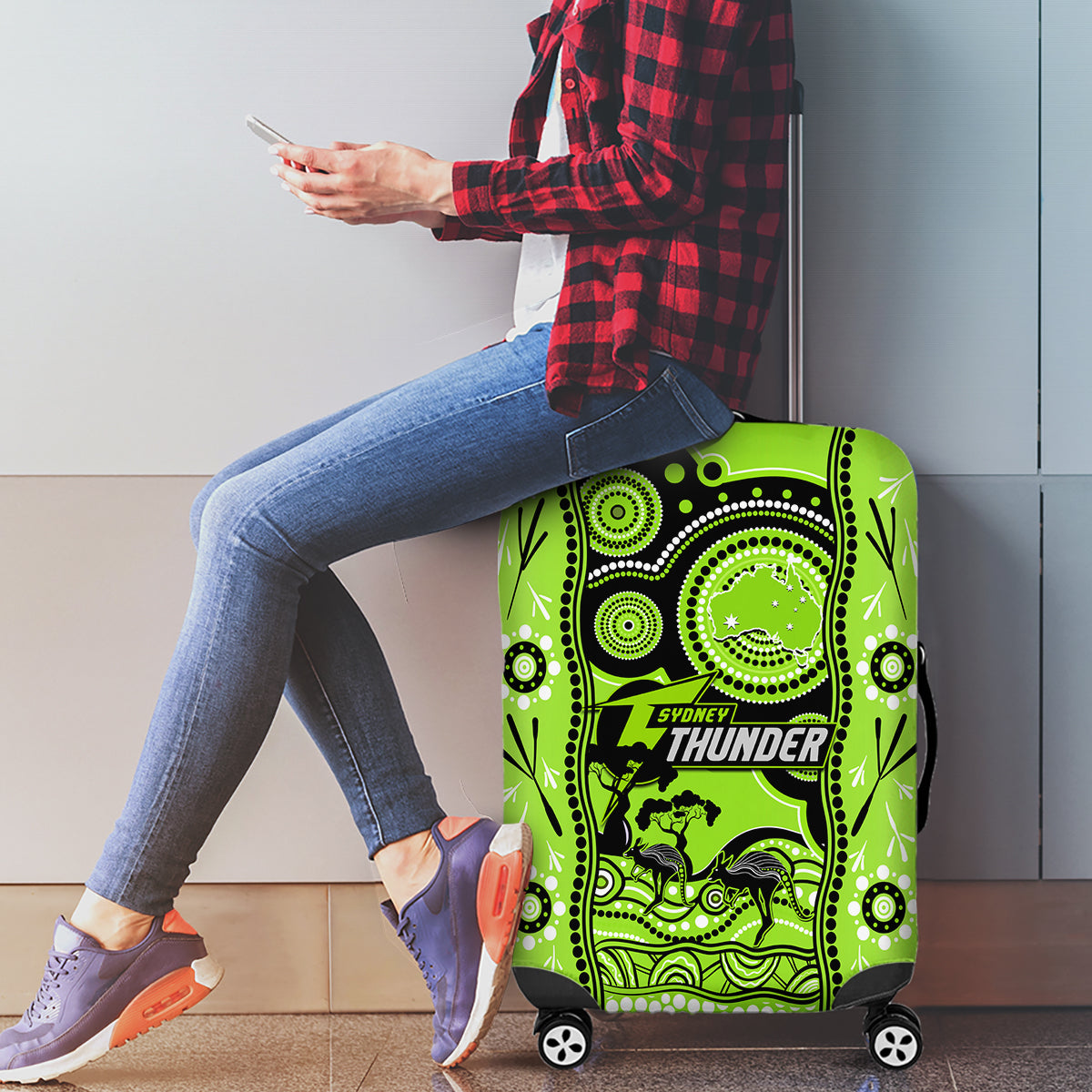 Sydney Thunder Cricket Luggage Cover Happy Australia Day Aboriginal Art - Vibe Hoodie Shop