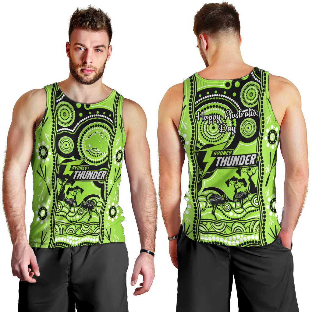 Sydney Thunder Cricket Men Tank Top Happy Australia Day Aboriginal Art - Vibe Hoodie Shop