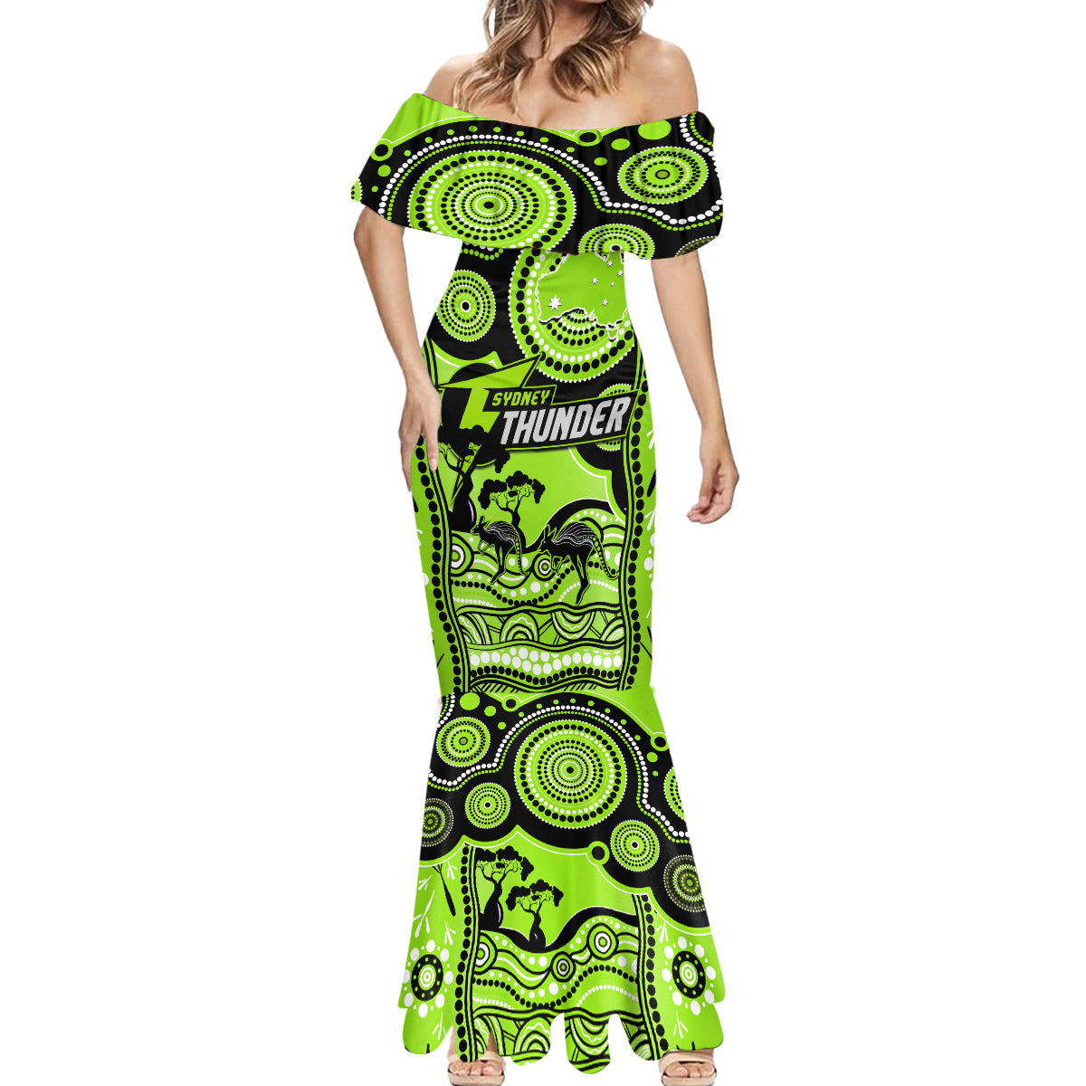 sydney-thunder-cricket-mermaid-dress-happy-australia-day-aboriginal-art