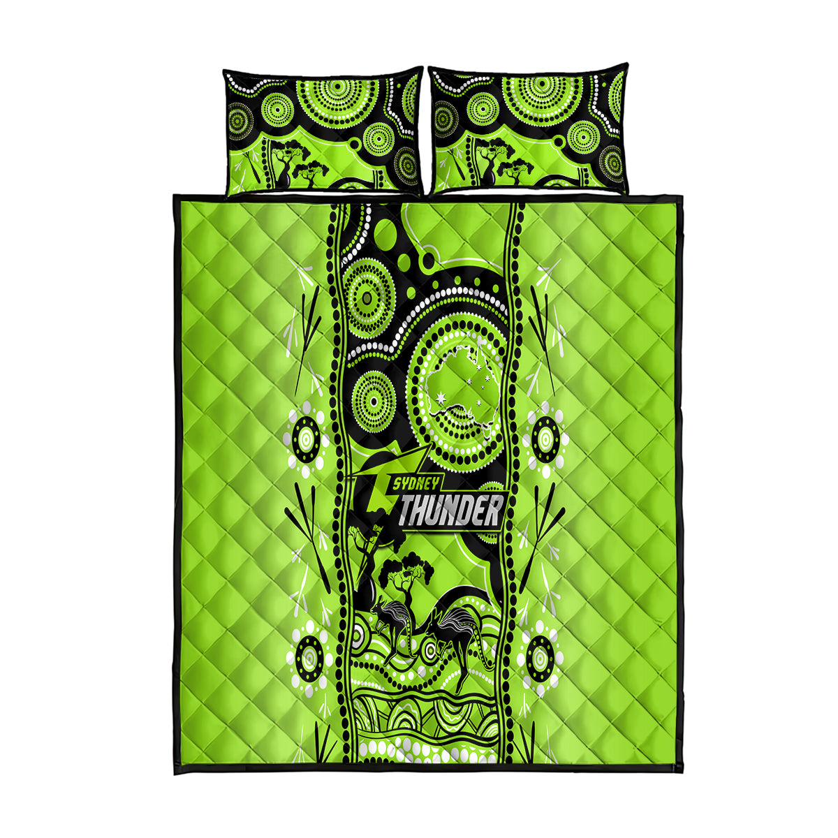 Sydney Thunder Cricket Quilt Bed Set Happy Australia Day Aboriginal Art - Vibe Hoodie Shop