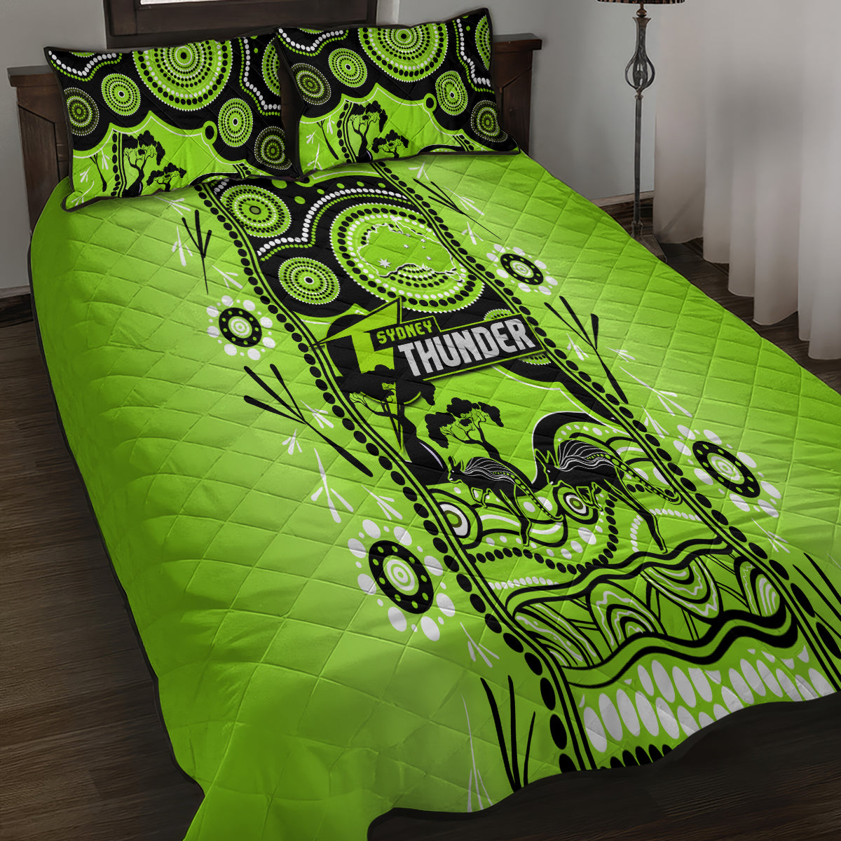 Sydney Thunder Cricket Quilt Bed Set Happy Australia Day Aboriginal Art - Vibe Hoodie Shop