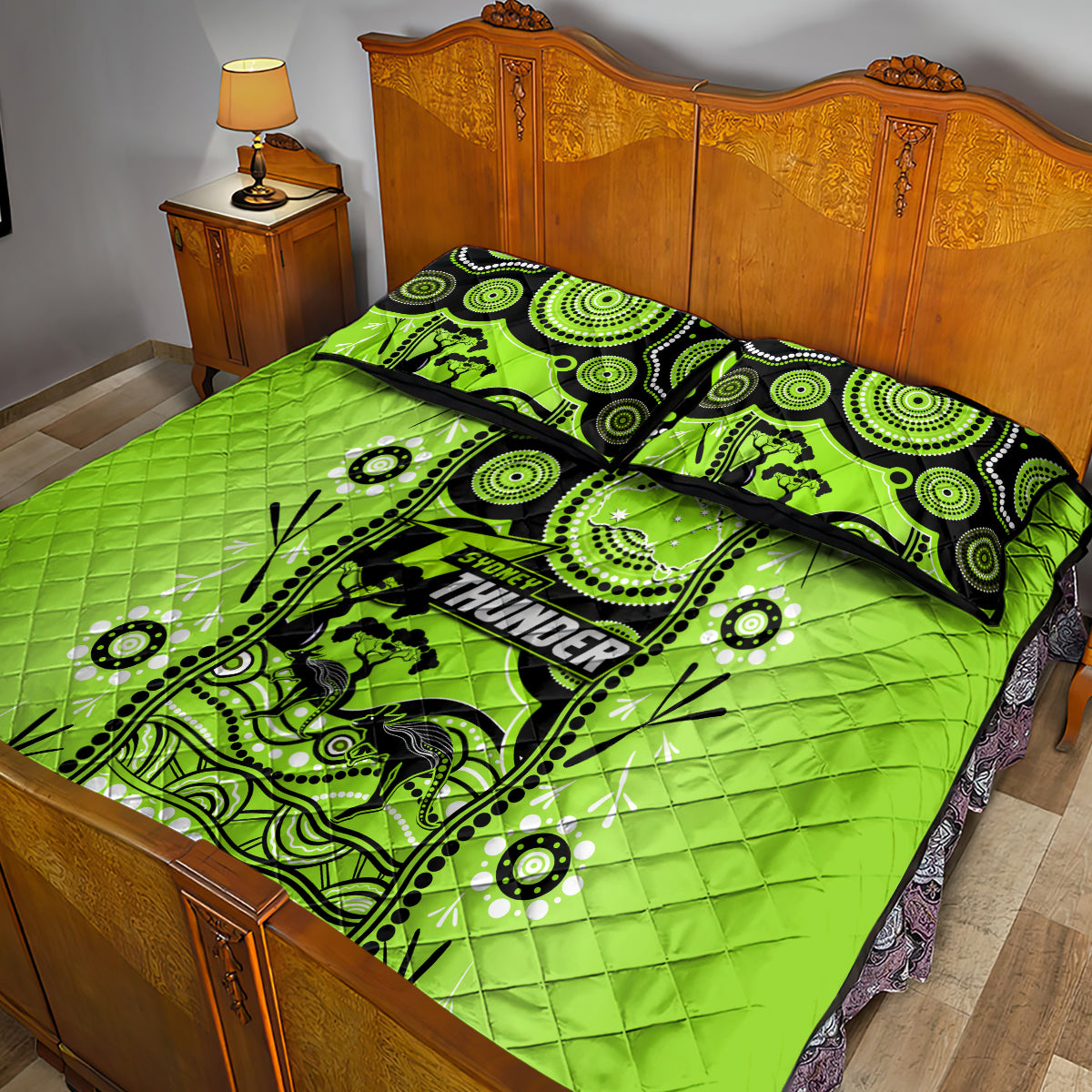 Sydney Thunder Cricket Quilt Bed Set Happy Australia Day Aboriginal Art - Vibe Hoodie Shop