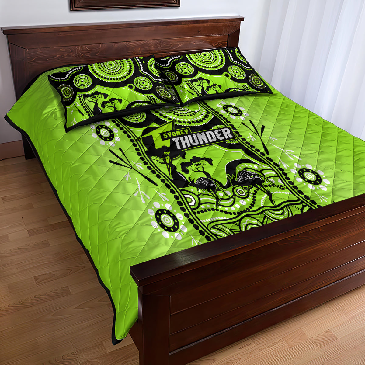 Sydney Thunder Cricket Quilt Bed Set Happy Australia Day Aboriginal Art - Vibe Hoodie Shop