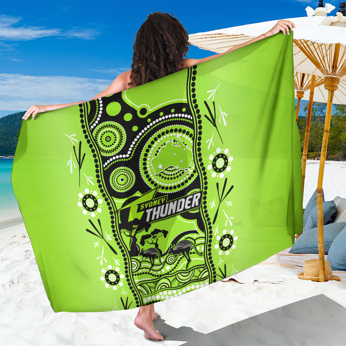 Sydney Thunder Cricket Sarong Happy Australia Day Aboriginal Art - Vibe Hoodie Shop