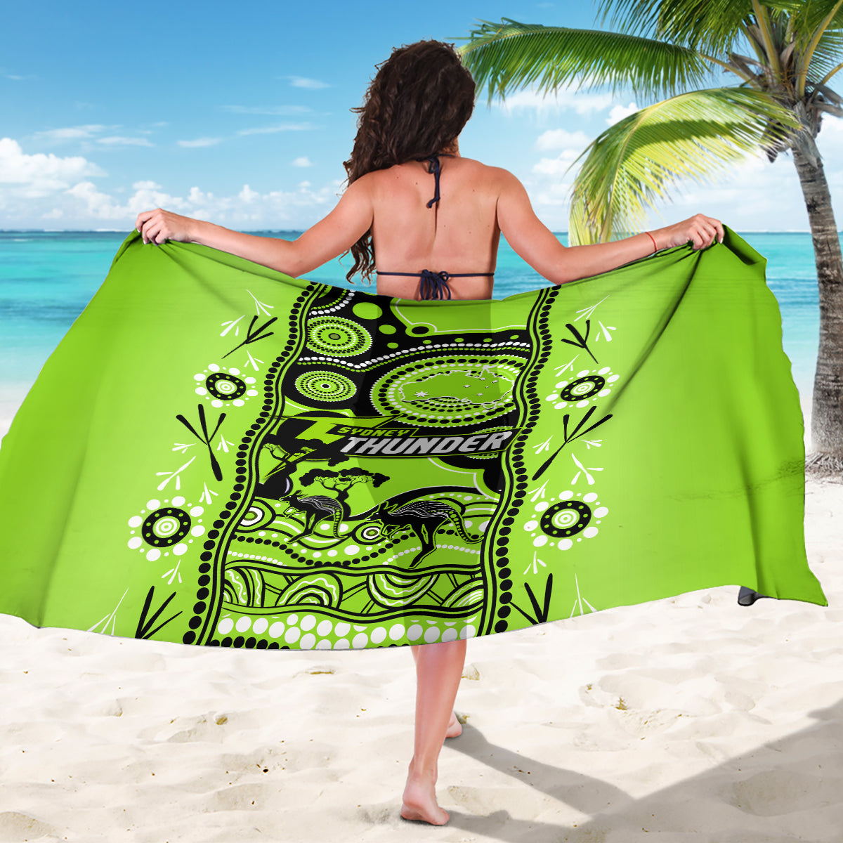 Sydney Thunder Cricket Sarong Happy Australia Day Aboriginal Art - Vibe Hoodie Shop