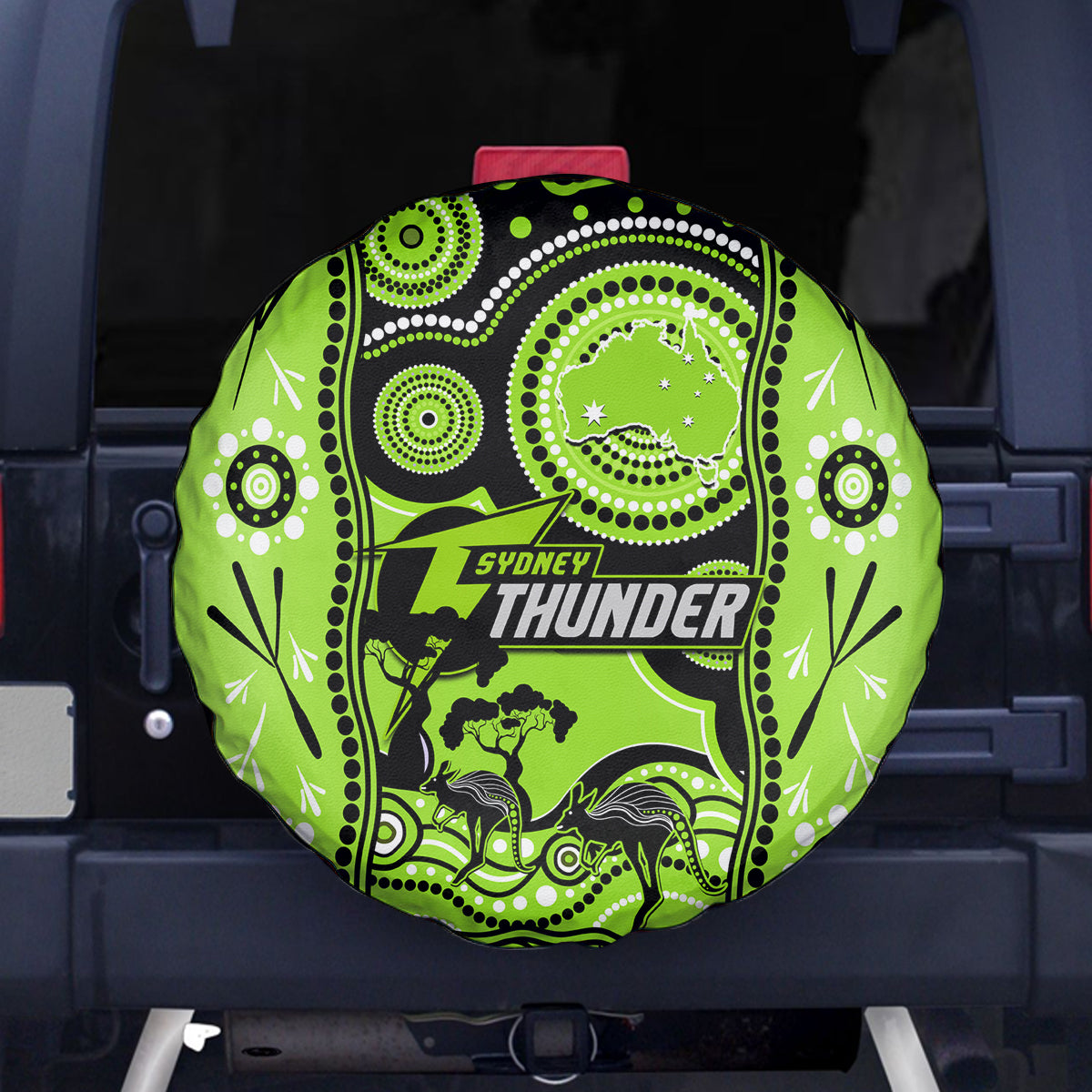 Sydney Thunder Cricket Spare Tire Cover Happy Australia Day Aboriginal Art - Vibe Hoodie Shop