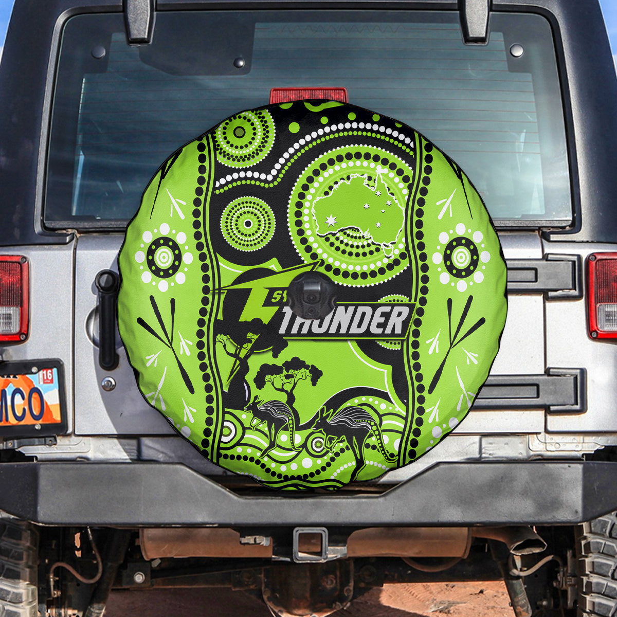 Sydney Thunder Cricket Spare Tire Cover Happy Australia Day Aboriginal Art - Vibe Hoodie Shop