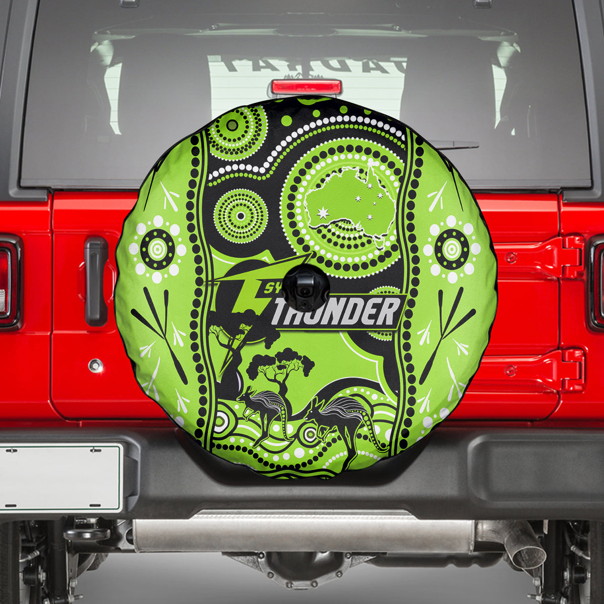 Sydney Thunder Cricket Spare Tire Cover Happy Australia Day Aboriginal Art - Vibe Hoodie Shop