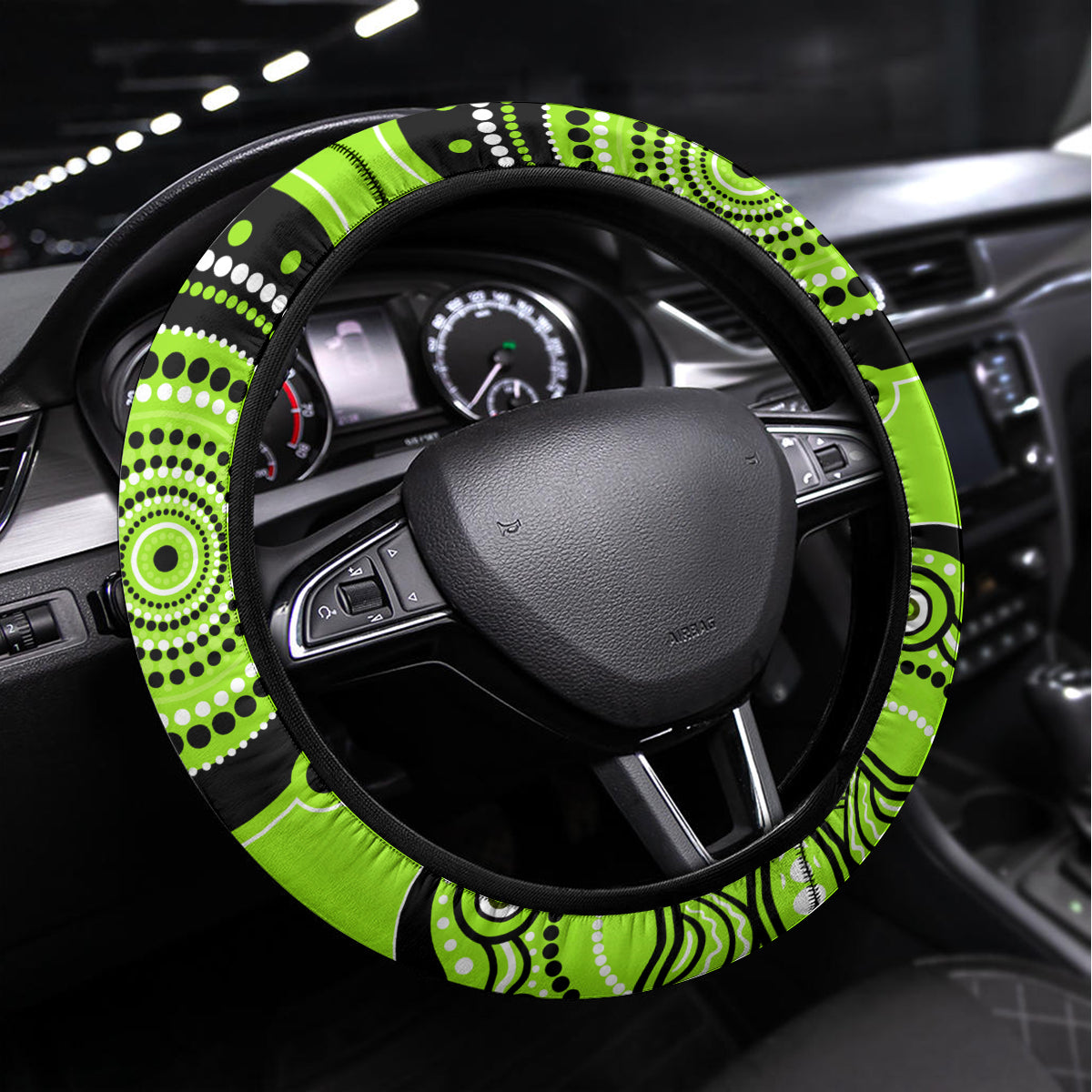 Sydney Thunder Cricket Steering Wheel Cover Happy Australia Day Aboriginal Art