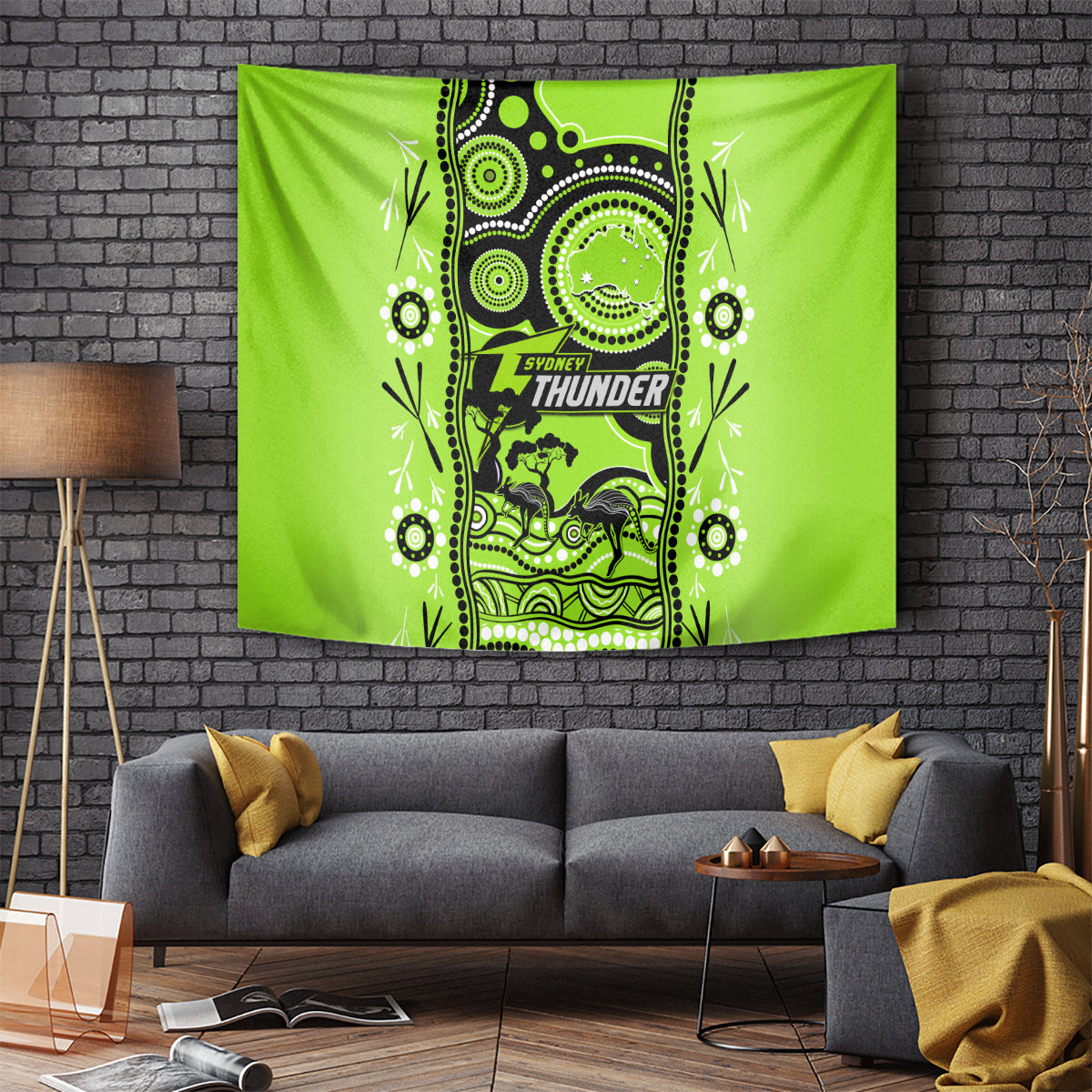 Sydney Thunder Cricket Tapestry Happy Australia Day Aboriginal Art - Vibe Hoodie Shop