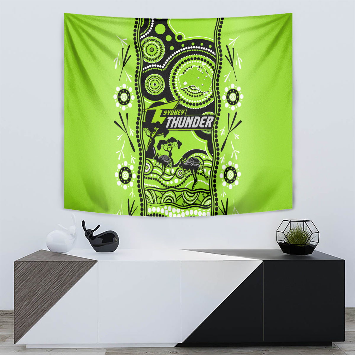 Sydney Thunder Cricket Tapestry Happy Australia Day Aboriginal Art - Vibe Hoodie Shop