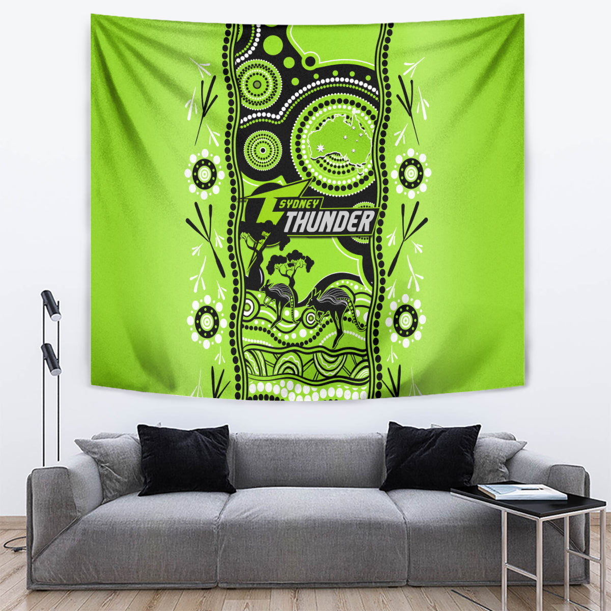 Sydney Thunder Cricket Tapestry Happy Australia Day Aboriginal Art - Vibe Hoodie Shop