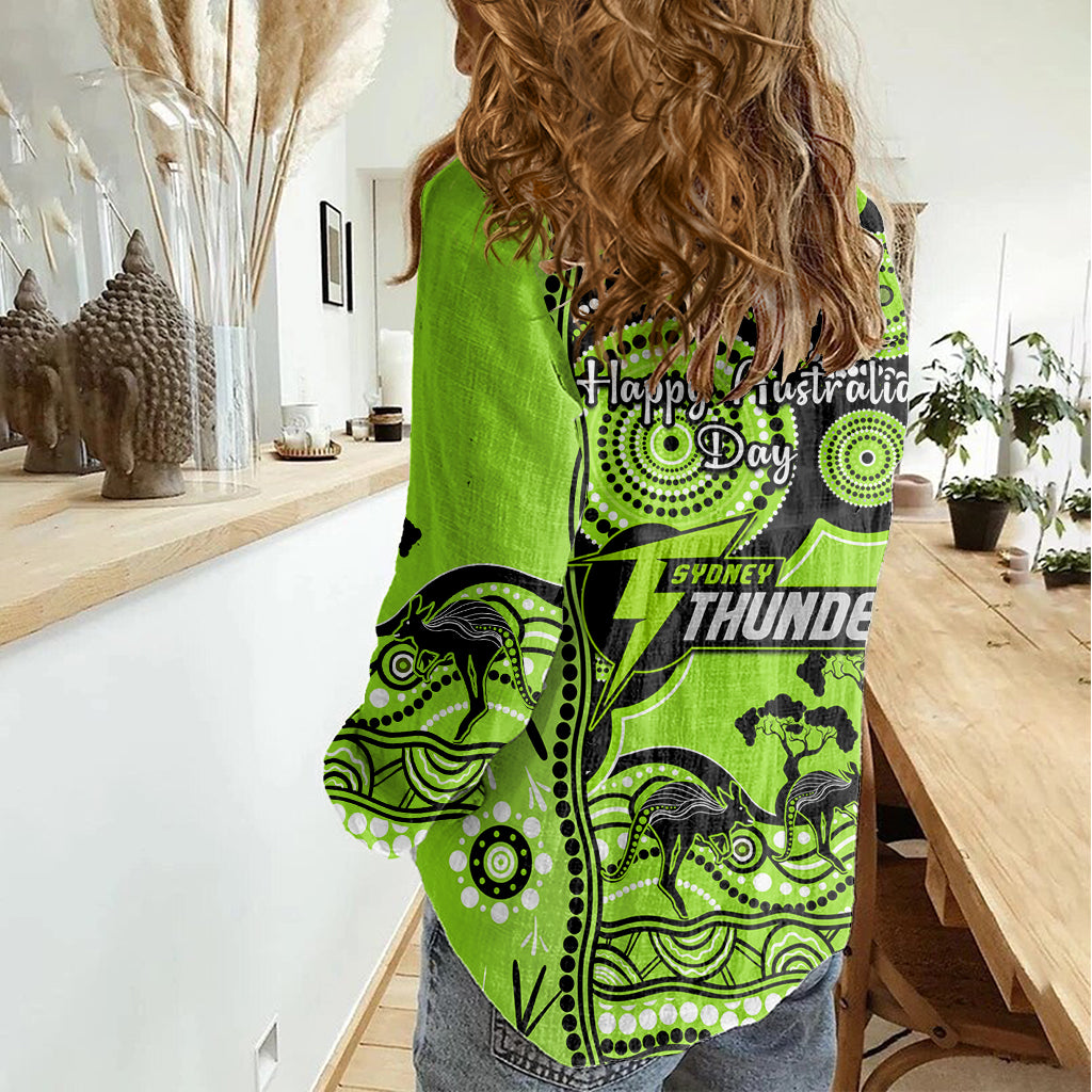 Sydney Thunder Cricket Women Casual Shirt Happy Australia Day Aboriginal Art - Vibe Hoodie Shop