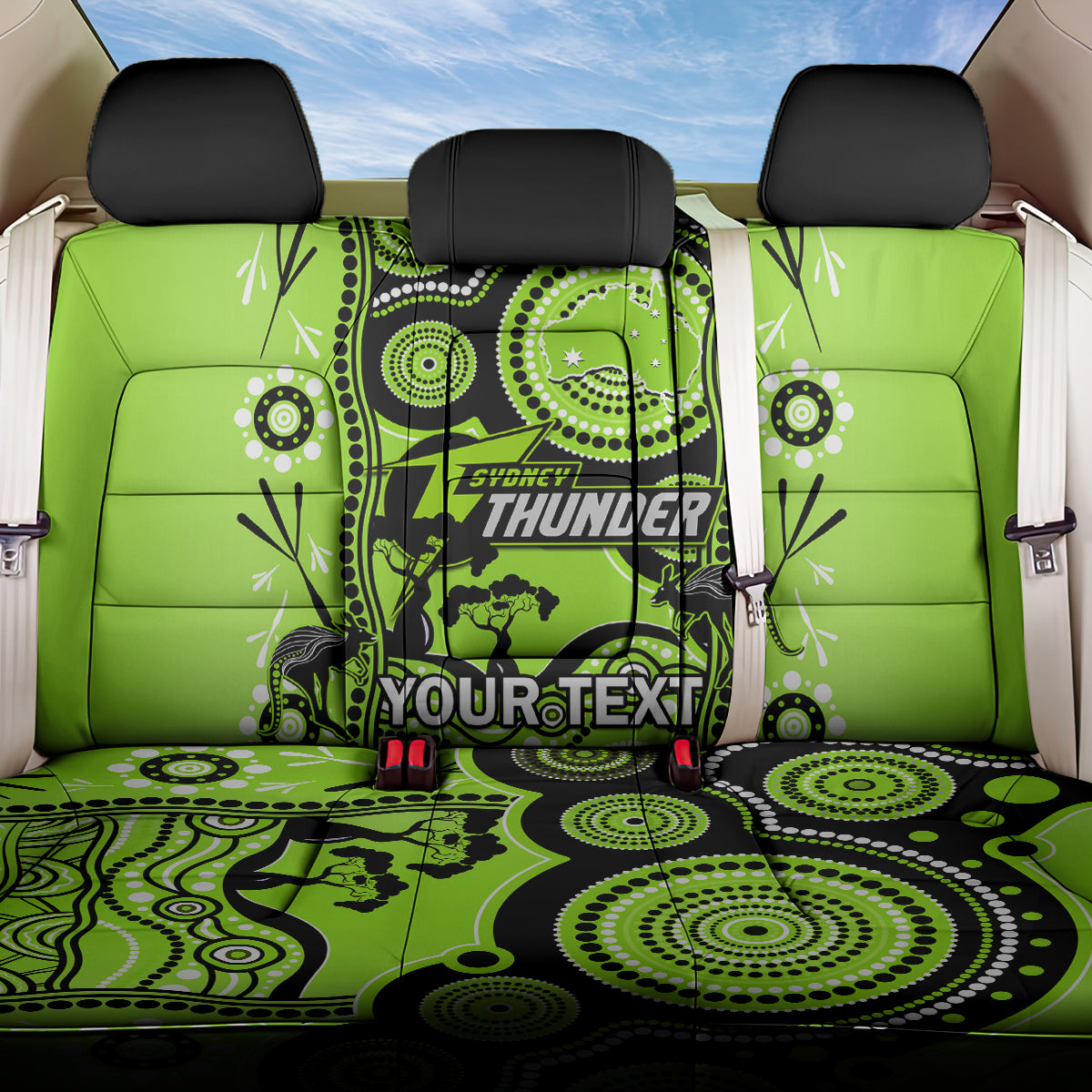 Custom Sydney Thunder Cricket Back Car Seat Cover Happy Australia Day Aboriginal Art LT14