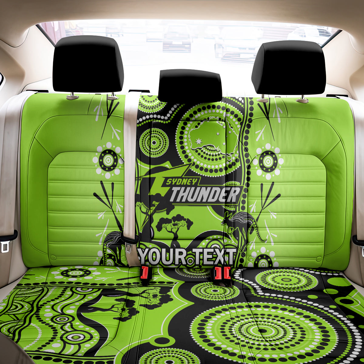 Custom Sydney Thunder Cricket Back Car Seat Cover Happy Australia Day Aboriginal Art LT14