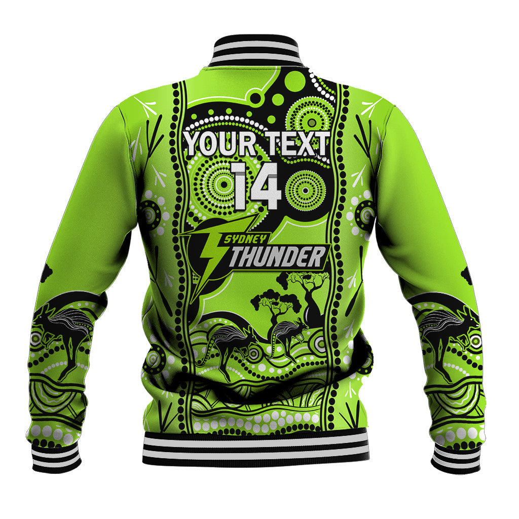 Custom Sydney Thunder Cricket Baseball Jacket Happy Australia Day Aboriginal Art - Vibe Hoodie Shop