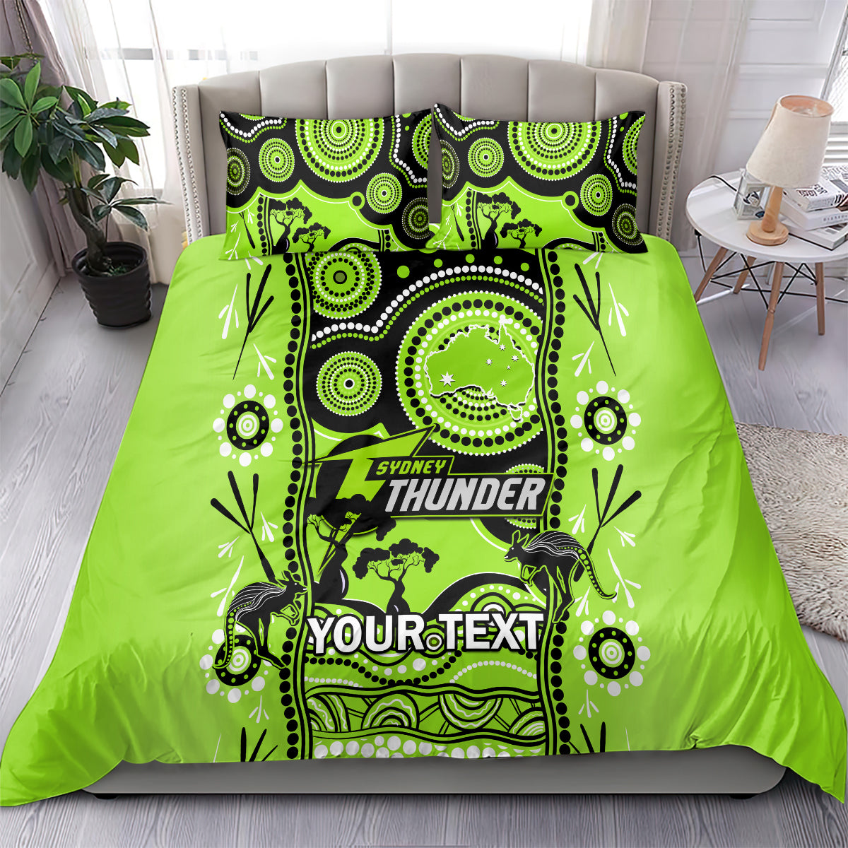 Custom Sydney Thunder Cricket Bedding Set Happy Australia Day Aboriginal Art - Vibe Hoodie Shop