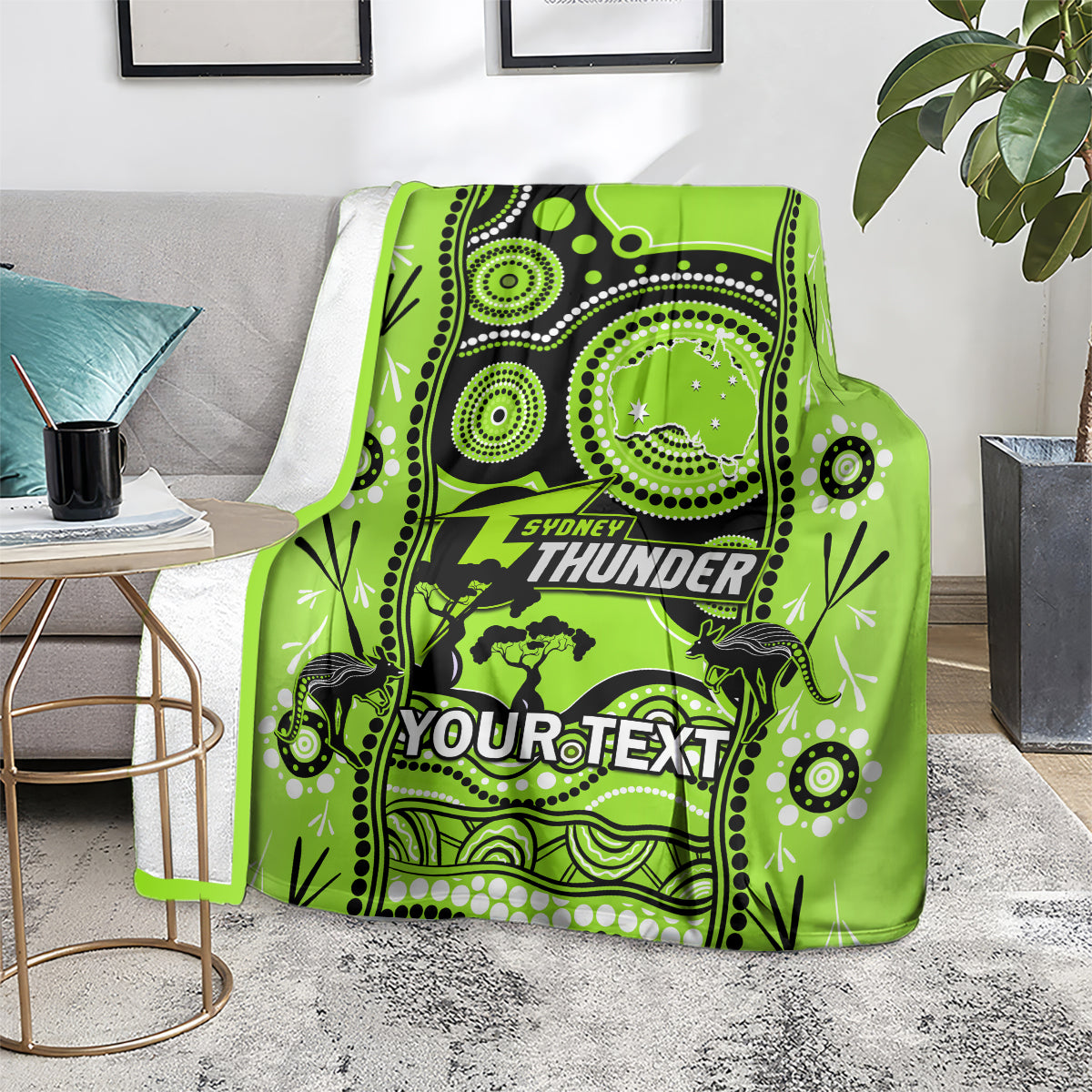 Custom Sydney Thunder Cricket Blanket Happy Australia Day Aboriginal Art - Vibe Hoodie Shop