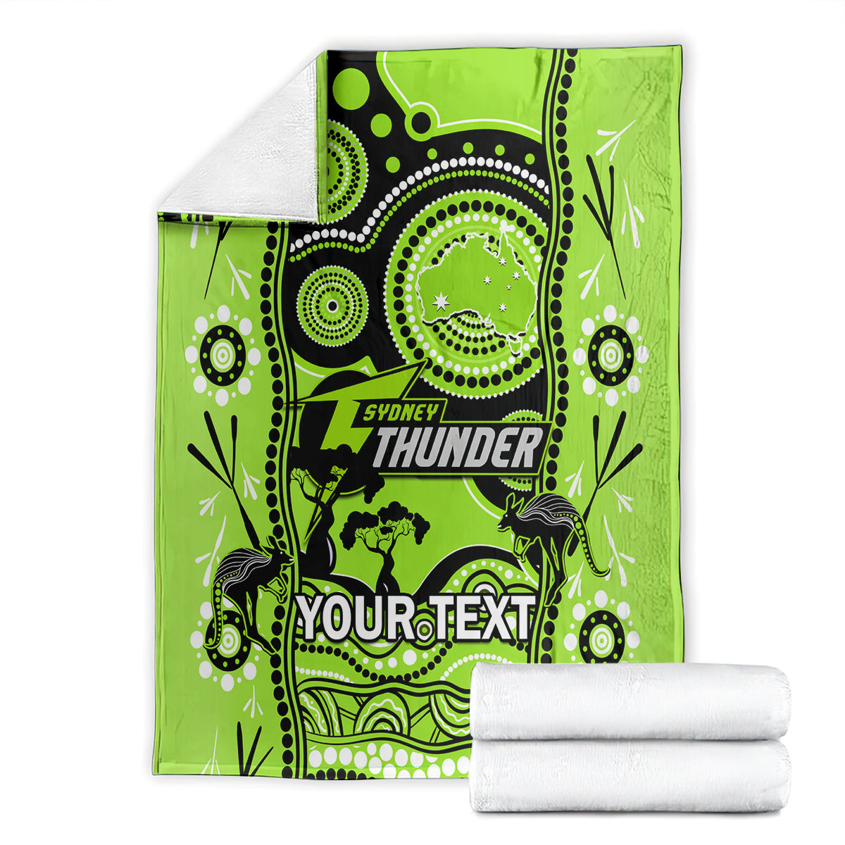 Custom Sydney Thunder Cricket Blanket Happy Australia Day Aboriginal Art - Vibe Hoodie Shop