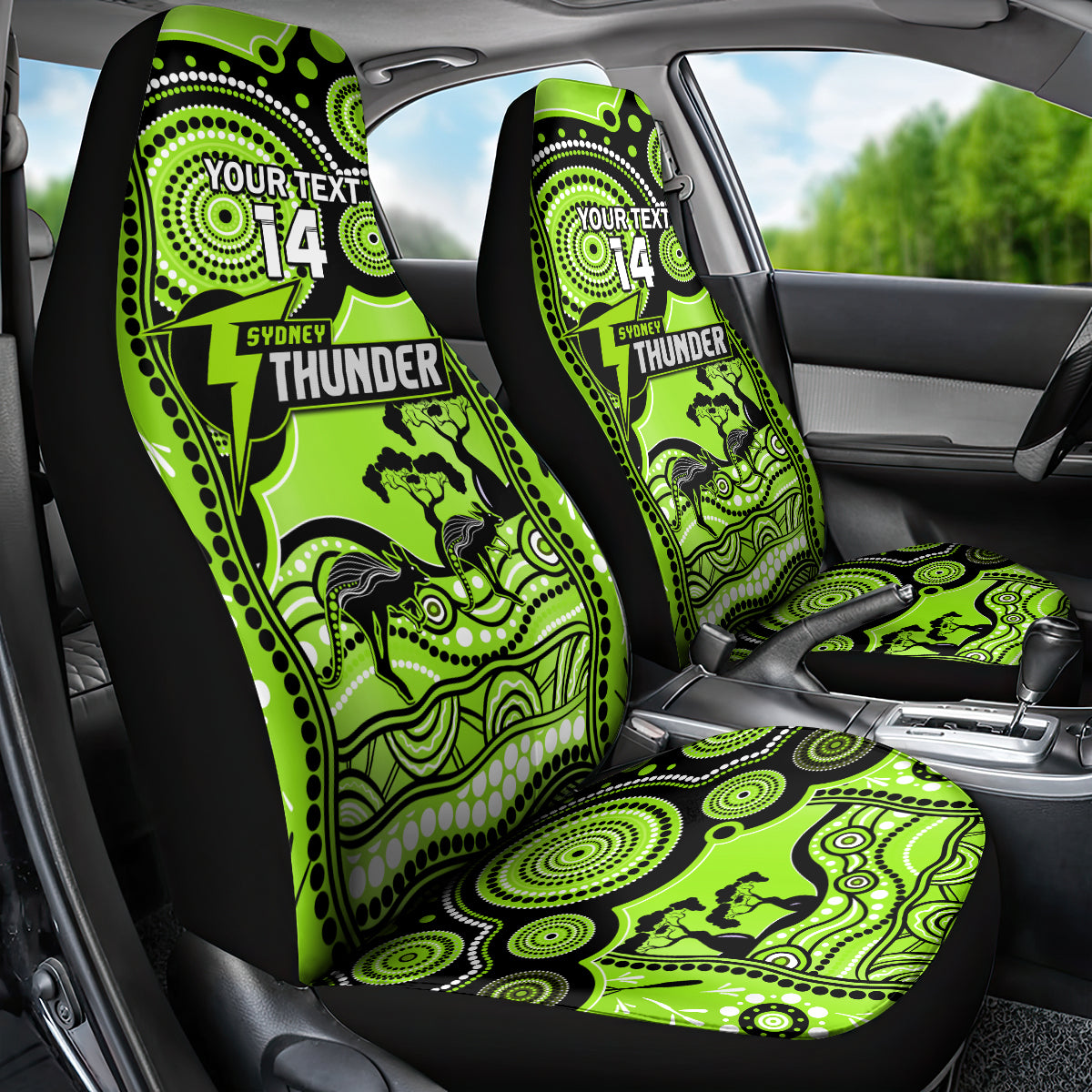 Custom Sydney Thunder Cricket Car Seat Cover Happy Australia Day Aboriginal Art - Vibe Hoodie Shop