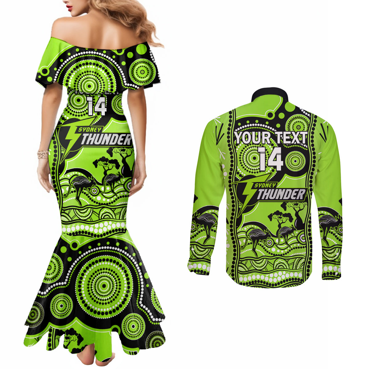 custom-sydney-thunder-cricket-couples-matching-mermaid-dress-and-long-sleeve-button-shirt-happy-australia-day-aboriginal-art